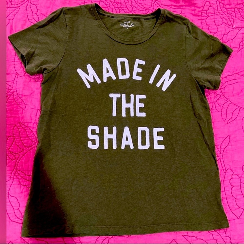 J. Crew Olive Green Short Sleeve Tee ‘Made in the Shade’  |  Large